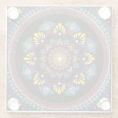 ドットカラフルアートマンダラ | 聖幾何学ボホ ガラスコースター (裏面)