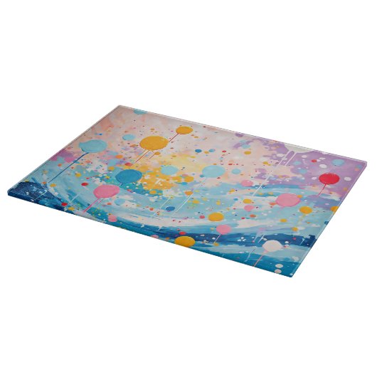 ドットカラフルドリップ（ばちゃばちゃ）跳ねる カッティングボード (角)