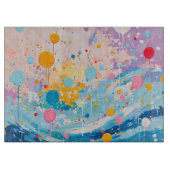 ドットカラフルドリップ（ばちゃばちゃ）跳ねる カッティングボード (正面)