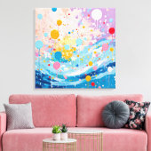 ドットカラフルドリップ(ばちゃばちゃ)跳ねる キャンバスプリント (インサイチュ (リビング))