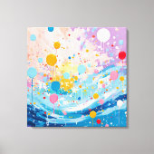ドットカラフルドリップ(ばちゃばちゃ)跳ねる キャンバスプリント (正面)