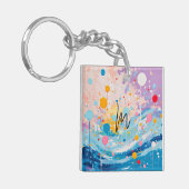 ドットカラフルドリップ(ばちゃばちゃ)跳ねる キーホルダー (正面左)
