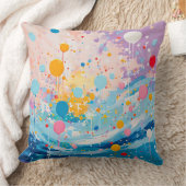 ドットカラフルドリップ（ばちゃばちゃ）跳ねる クッション (ブランケット)