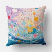 ドットカラフルドリップ（ばちゃばちゃ）跳ねる クッション (裏面)