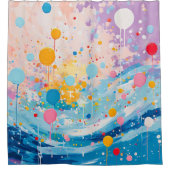 ドットカラフルドリップ(ばちゃばちゃ)跳ねる シャワーカーテン (正面)