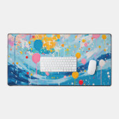 ドットカラフルドリップ（ばちゃばちゃ）跳ねる デスクマット (キーボード&マウス)