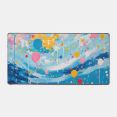 ドットカラフルドリップ（ばちゃばちゃ）跳ねる デスクマット (正面)