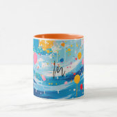 ドットカラフルドリップ（ばちゃばちゃ）跳ねる マグカップ (中央)