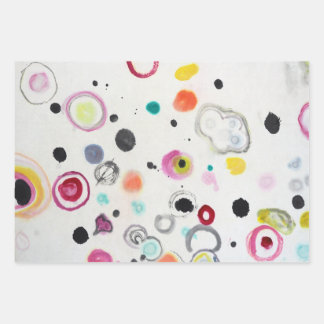 ドットカラフルラッピング紙フラットシートセット3 ラッピングペーパーシート