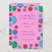 ドットカラフル芸術的バースデーパーティ招待状 招待状 (正面/裏面)