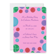 ドットカラフル芸術的バースデーパーティ招待状