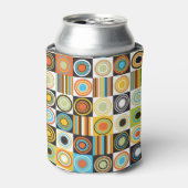 ドットカラフル、円、ストライプ背景 缶クーラー (缶正面)