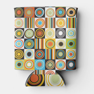 ドットカラフル、円、ストライプ背景 缶クーラー