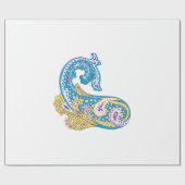 ドットシャーパブルーゴールデンサンドデザイン ラッピングペーパー (フラット)