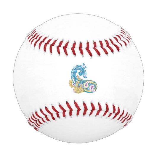 ドットシャーパブルーゴールデンサンドデザイン 野球ボール (正面)