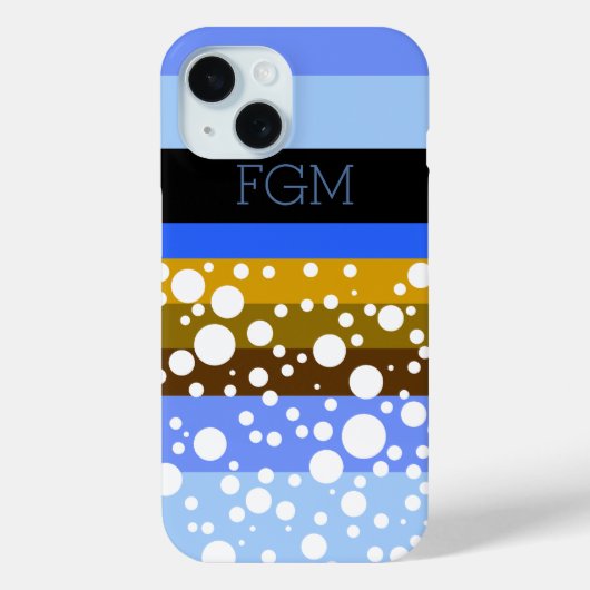 ドットストライプとカスタムイニシャル Case-Mate iPhoneケース (裏面)