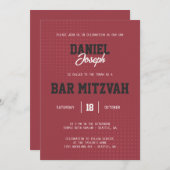 ドットスポーツマルーンバー（ユダヤ教の）バル・ミツバー招待 招待状 (正面/裏面)