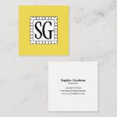 ドットダッシュボックス02 -イニシャル – 黄 スクエア名刺 (正面/裏面)