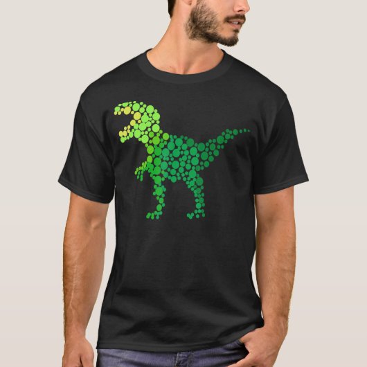 ドットデイトエクス恐竜の恋人水玉模様パターンInt Tシャツ (正面)