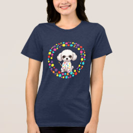 ドットデーと私のティーカッププードルを祝おう  トライブレンドＴシャツ