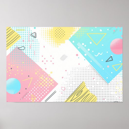 ドットパターンと幾何形状の背景 ポスター (正面)