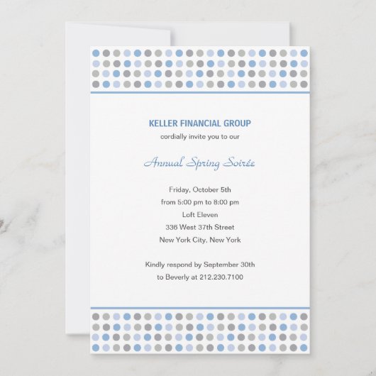 ドットパターンの法人/ビジネスパーティー招待状 招待状 (正面)