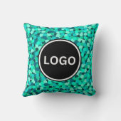 ドットパターンエレガントティール(緑がかった色)モダンビジネスロゴ クッション (裏面)