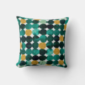 ドットパターン – エメラルドと金ゴールドグリッター クッション (正面)