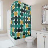 ドットパターン – エメラルドと金ゴールドグリッター シャワーカーテン (インサイチュ)
