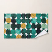 ドットパターン – エメラルドと金ゴールドグリッター バスタオルセット (ハンドタオル)