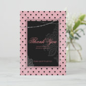 ドットピンクのサンキューカード 朝食ブランチ 招待状 (スタンド正面)