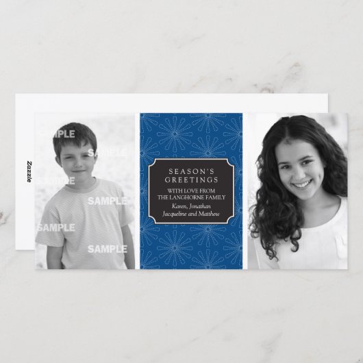 ドットフラワー枠のフォトカード シーズンカード (正面/裏面)