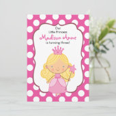 ドットプリンセス誕生日招待状 金髪 招待状 (スタンド正面)