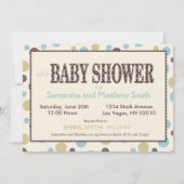 ドットプリントと3Dルックボウベイビーシャワー 招待状 (裏面)