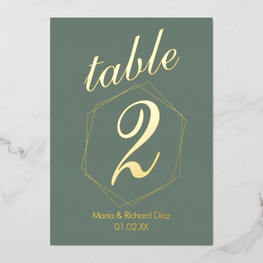 ドットボーダー箔押しテーブルナンバー 箔招待状 (正面)