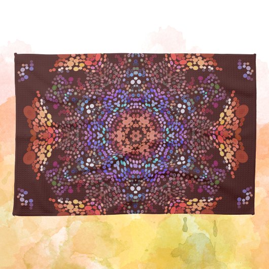 ドットマンダラオレンジブルーと紫 キッチンタオル