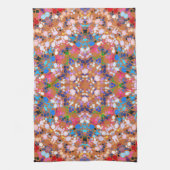 ドットマンダラオレンジブルーピンクと白 キッチンタオル (縦)