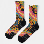 ドットマンダラピンクブルーブラックとイエロー ソックス (左)