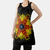 ドットマンダラフラワーイエローオレンジとブルー エプロン (インサイチュ)