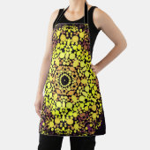 ドットマンダラフラワーイエローパープルとブラック エプロン (インサイチュ)