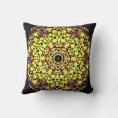 ドットマンダラフラワーイエローパープルとブラック クッション (裏面)