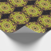 ドットマンダラフラワーイエローパープルとブラック ラッピングペーパー (角)