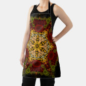 ドットマンダラフラワーイエローレッドとブラック エプロン (インサイチュ)