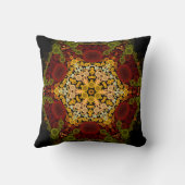ドットマンダラフラワーイエローレッドとブラック クッション (裏面)