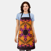 ドットマンダラフラワーオレンジとピンク エプロン (着用した状態)