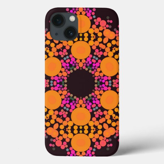 ドットマンダラフラワーオレンジとピンク Case-Mate iPhoneケース (裏面)