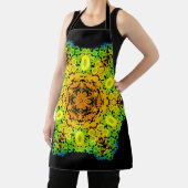 ドットマンダラフラワーオレンジイエローグリーンとブルー エプロン (インサイチュ)