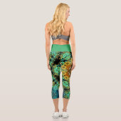 ドットマンダラフラワーオレンジグリーンとブルー カプリレギンス (裏面)