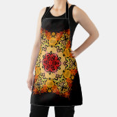 ドットマンダラフラワーオレンジ黄色と赤 エプロン (インサイチュ)