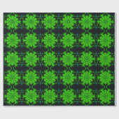 ドットマンダラフラワーグリーンとブラック ラッピングペーパー (フラット)